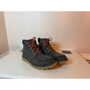 Sorel Madson Moc Toe Boots Mens 10.5 Grey Waterproof Leather NM2788-028 Gum Sole